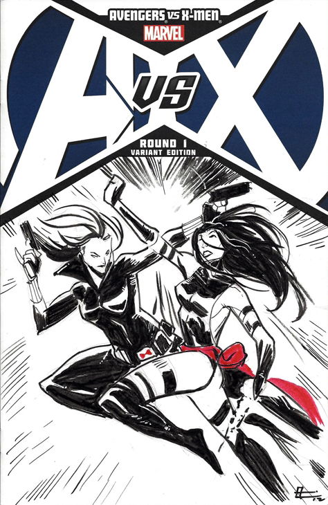 Black Widow Vs Psylocke Cover By Emilio Lopez In Sam Eggleston S Convention Sketches Comic Art